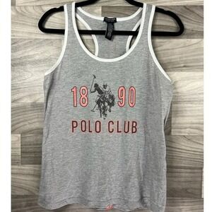 Us Polo Assn. Tank Top Shirt Womens L Gray Heathered Racerback Scoop Preppy Club
